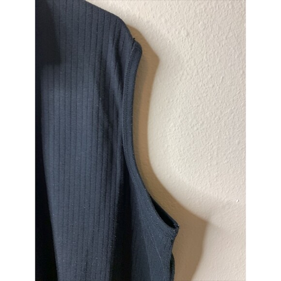 Basic Editions Vintage 90's Black Ribbed Zipper Neck Sleeveless Casual Tank 2x - Picture 5 of 8